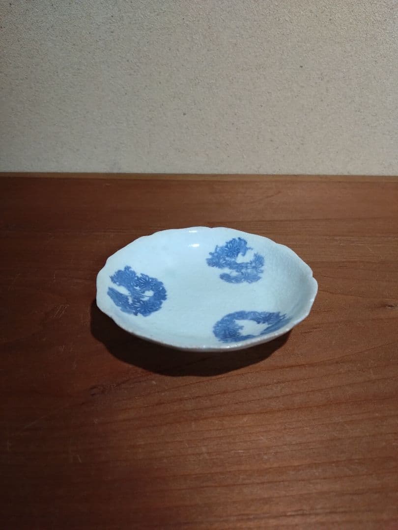 古伊万里 蒟蒻印判 花紋 輪花平盃 小皿