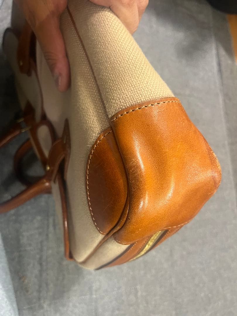 万双 ブリーフケース キャンバス×レザー 2室 廃盤 希少 ビジネスバッグ