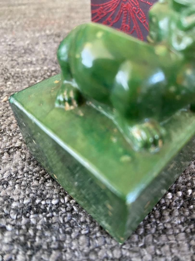 広東緑石　獅子　落款印　印章　印材　印石　印鑑　骨董　書道　硯