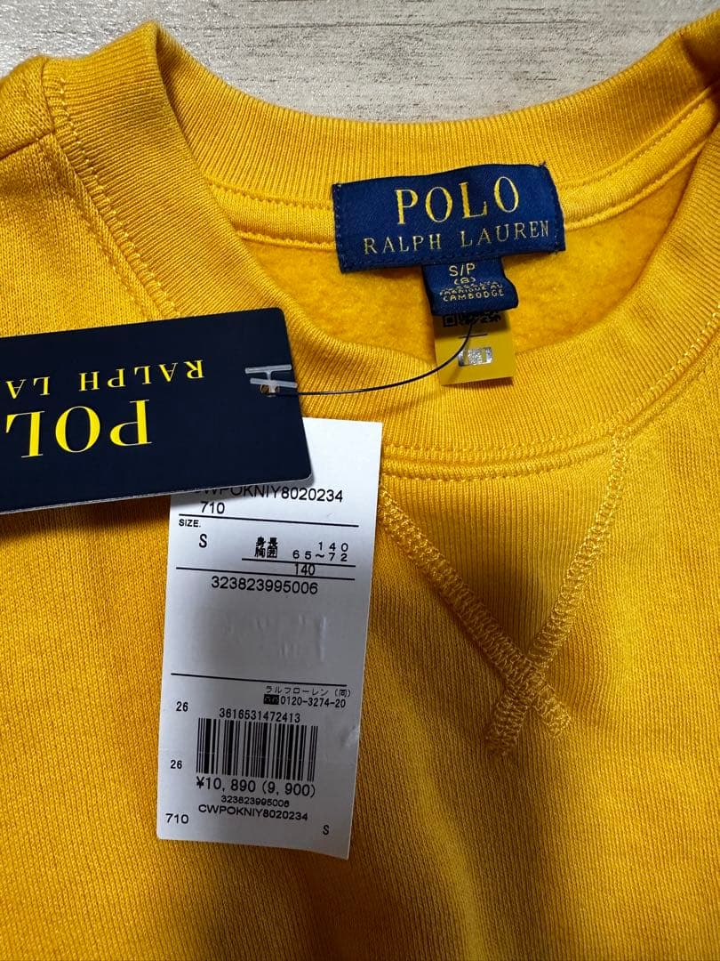 [新品　タグ付き]ラルフローレン イエロートレーナー S　裏起毛 140