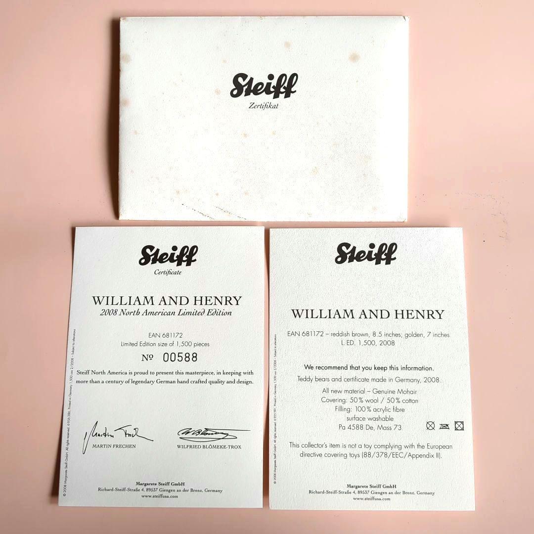 シュタイフ Steiff テディベア ウィリアム＆ヘンリー ブラザーズ　缶入り
