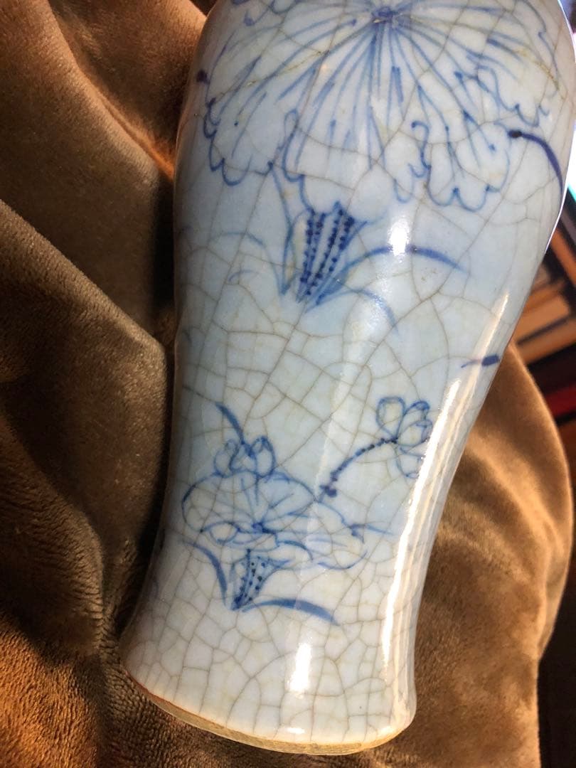 中国　骨董　清時代　仿哥窑 哥窯　青花　染め付け　花瓶