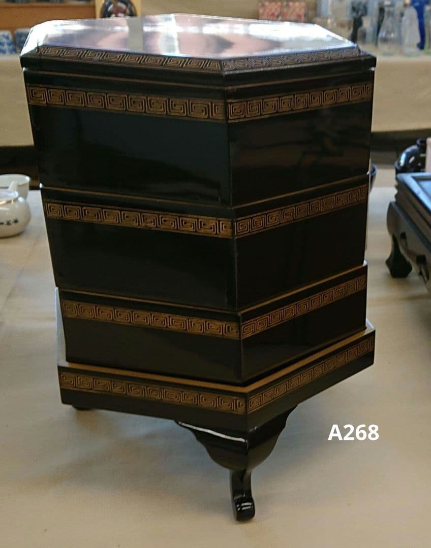 茶道具沈金六角重