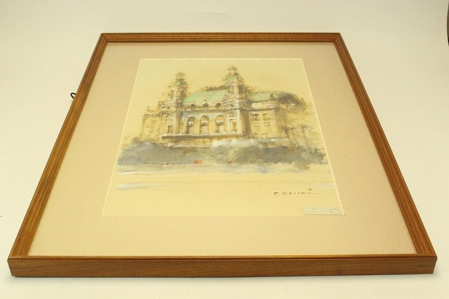 今井隆 作 パリ 寺院 洋油彩 保証 額装(ZE441)