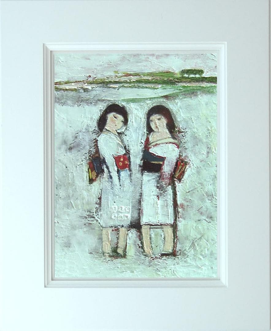 油絵 菅家令子 絵 絵画 インテリア uF6-071402 人物 雪国の女の子