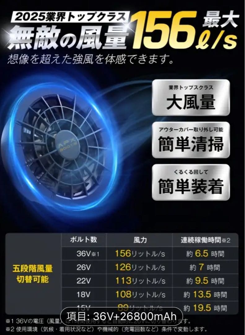 【LABEWVI】2個・空調服用ファンバッテリー36V 26800mAh