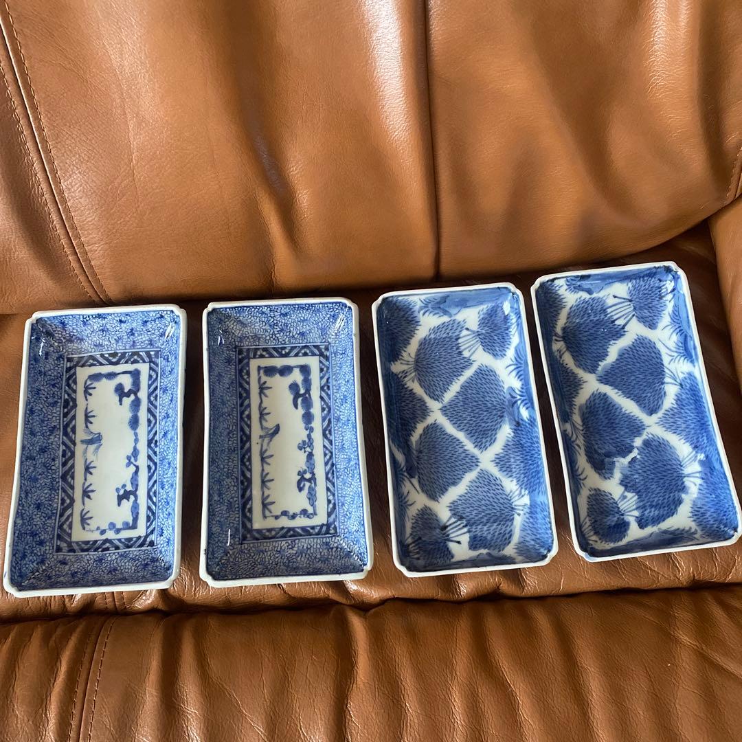 古伊万里　長皿　骨董　角皿　アンティーク　染付