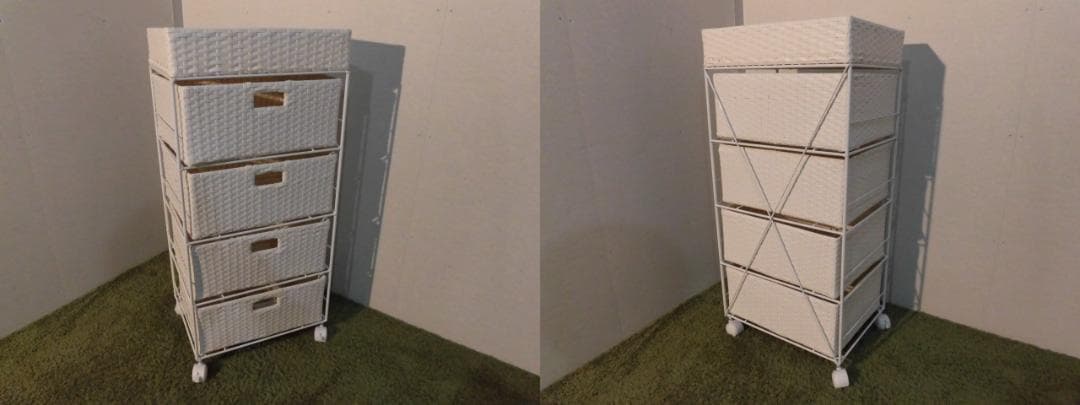 アウトレット【送料無料・新品】ラタン風★サニタリー★ランドリーチェスト/ホワイト