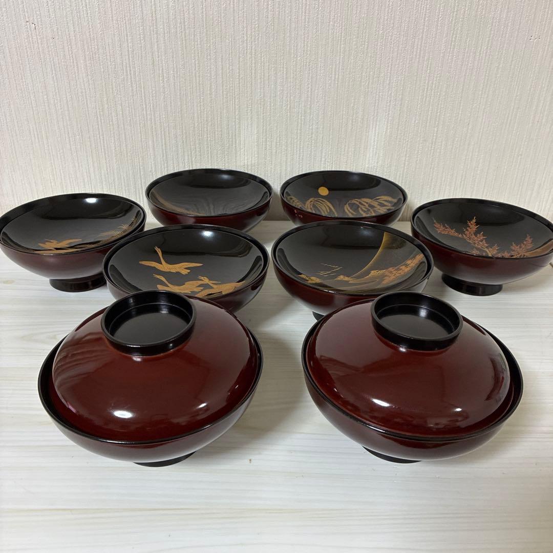 骨董　汁椀　木製漆器　蒔絵　アンティーク