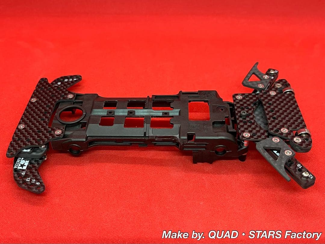【ミニ四駆・S2用】2軸ATピボット＋1軸アンカー＋リヤスキッド　フルカーボン