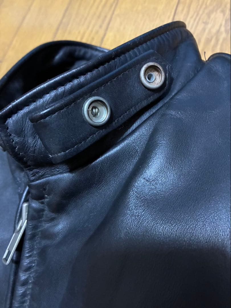 Schott 641 ブラックレザーシングルライダース 42 裏ボア付き