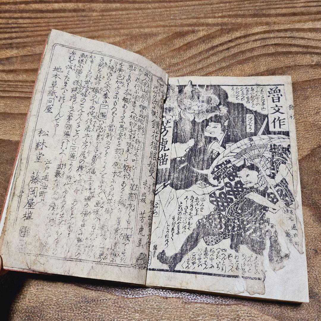 po9221※難有 絵本 化猫 鐄花猫目鬘 一孟斎芳虎 戯作 妖怪 和本 古文書