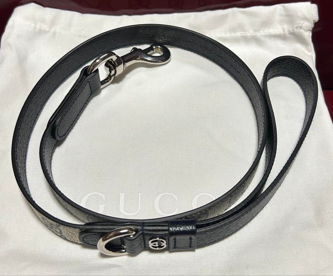 新品 未使用 GUCCI グッチ 小型/中型ペット用リード ベージュブルー