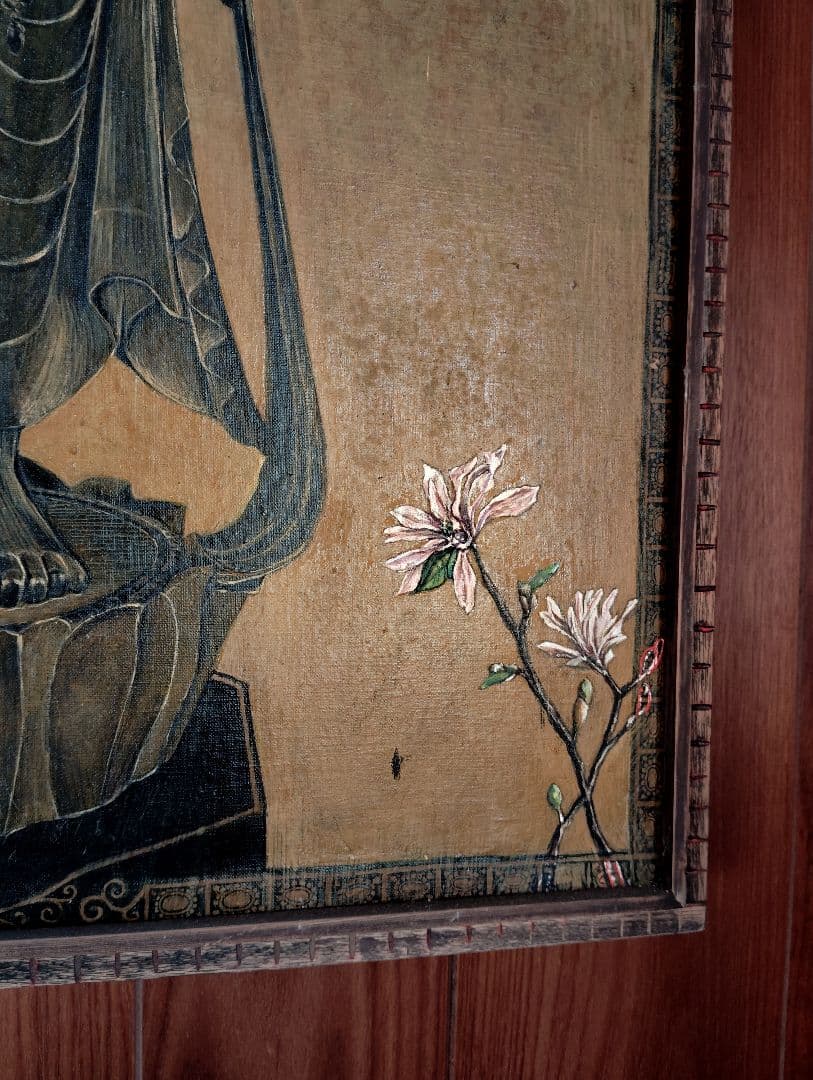 「弥一M1」伝統的な仏像 油彩画　観音様　キャンパス手描き原画美術展出品作品