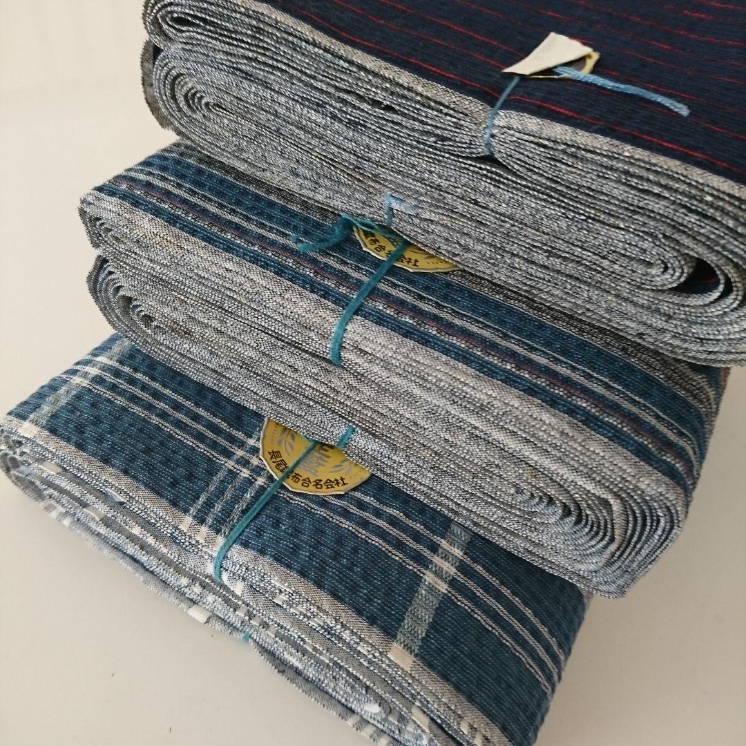 1498★しじら織 正藍染 徳島県 無形文化財 反物 3本おまとめ