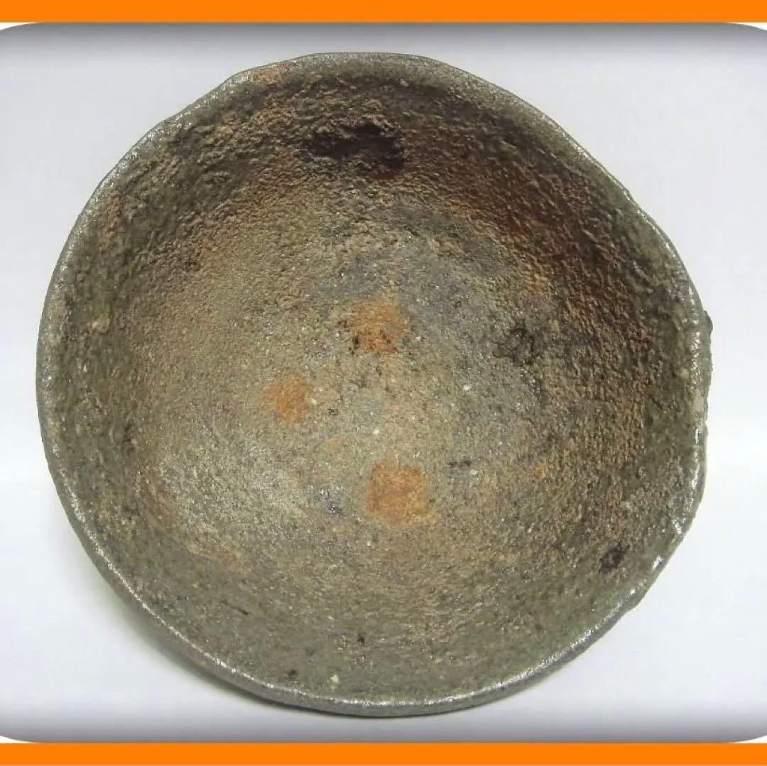 428『灰釉茶碗 共箱』良二　/骨董品 古美術 古玩 アンティーク