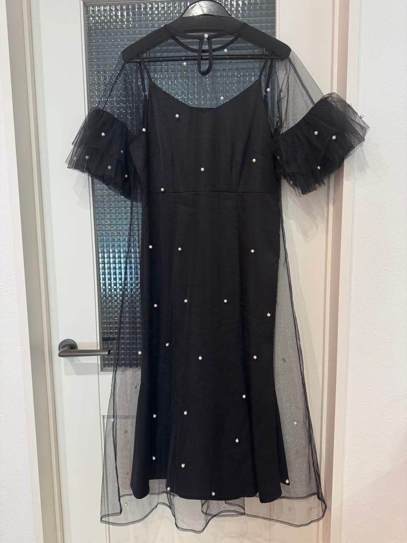 leja ティアードフリルスリーブパールワンピースドレス　Mサイズ