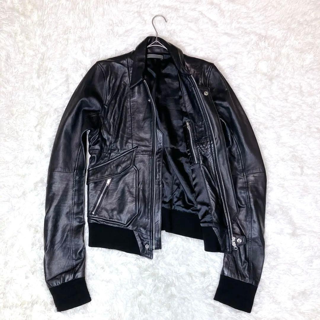 EKAM エカム ✨ 襟付き シングルライダースジャケット レザージャケット L