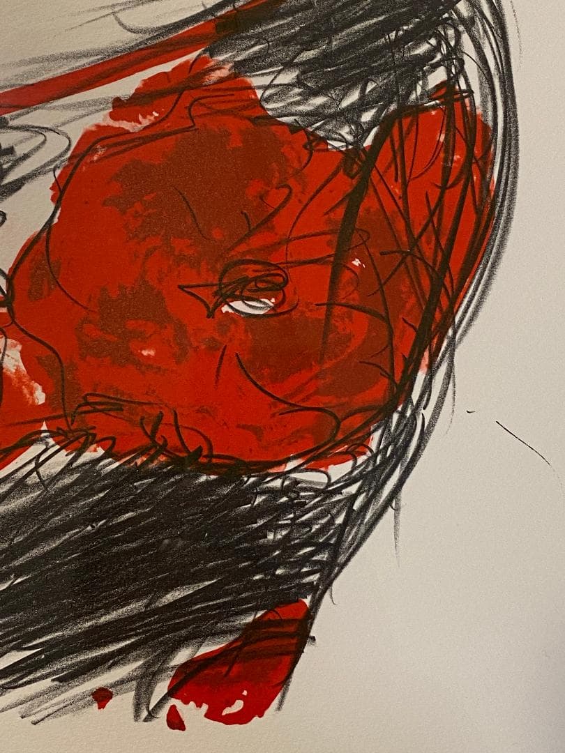 「真作」天野喜孝「朱夏花－あかいはな－」額装　版画　32/100　直筆サイン入り