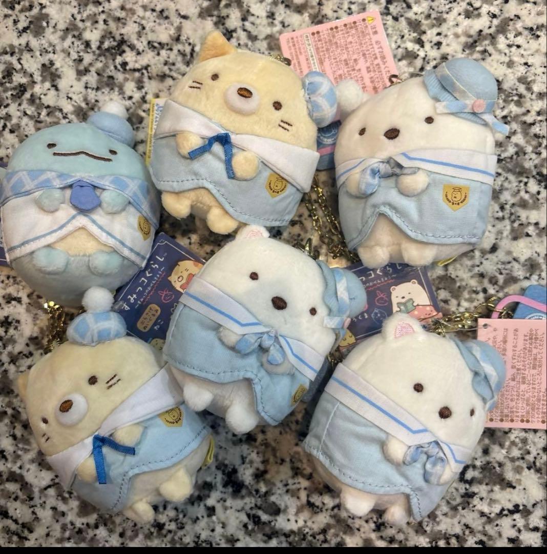 【新品・タグ付】すみっコぐらし おべんきょう ぶらさげぬいぐるみ レア 6点