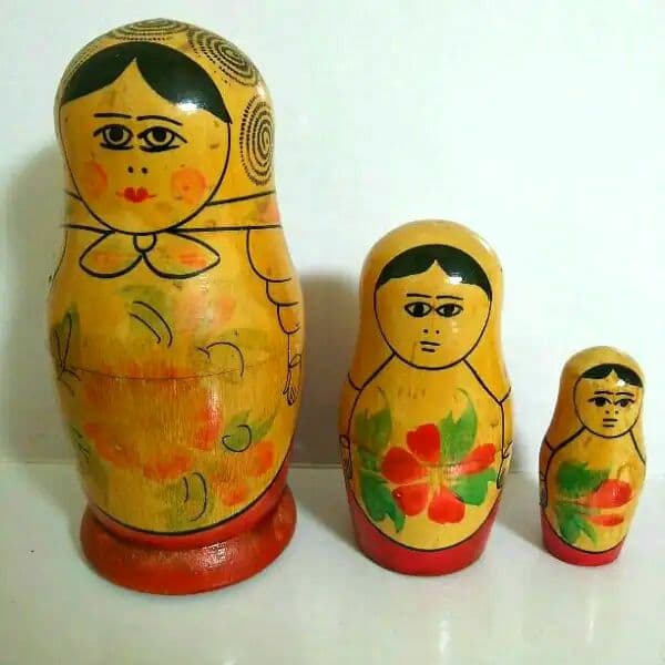 アンティーク　希少　 マトリョーシカ 3P　 USSR製ラベル付