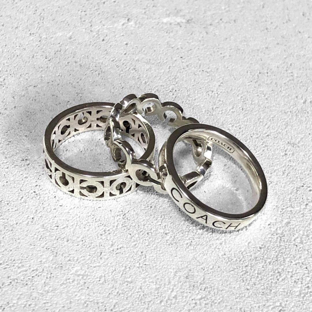 【超美品】COACH コーチ SV925 3連リング 指輪 約11号
