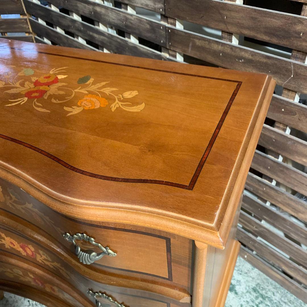 K530 猫脚 ヨーロッパ家具 象嵌細工 3段チェスト アンティーク家具