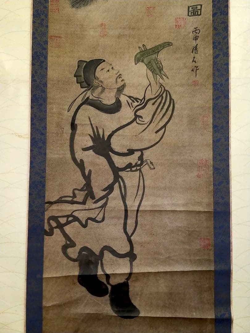 ♥とても古い♥中国♥人物♥　掛軸　清石　掛け軸　古画　古筆　骨董　古玩