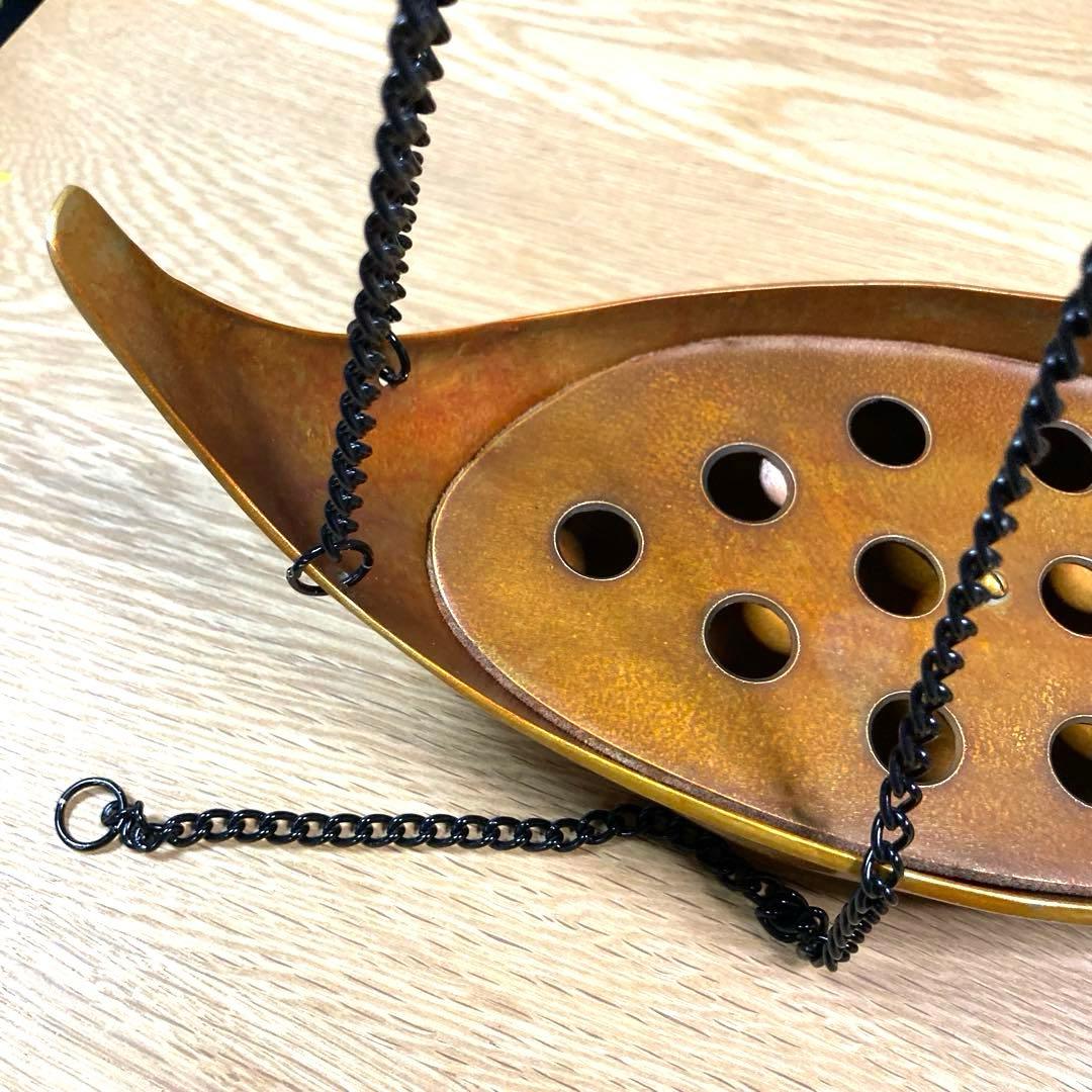 【茶道具】唐銅 吊舟花入　金谷浄雲造