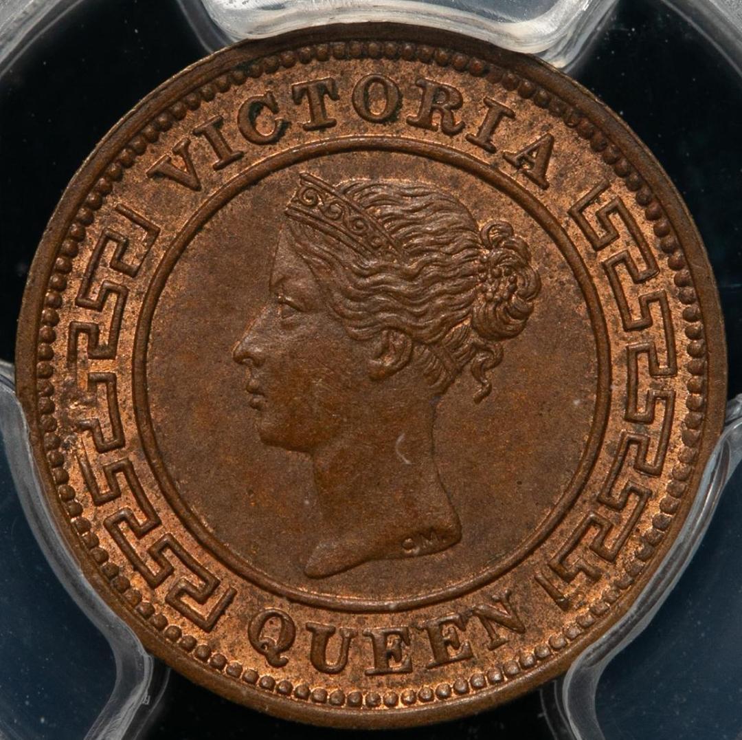 極美品　PCGS-MS63RB　 セイロン　1890　ヴィクトリア　1/4C銅貨