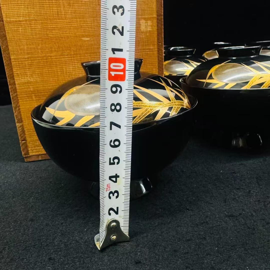 希有　美品　輪島塗　木製漆器 鷺蒔絵 吸物椀 十客12cm お正月