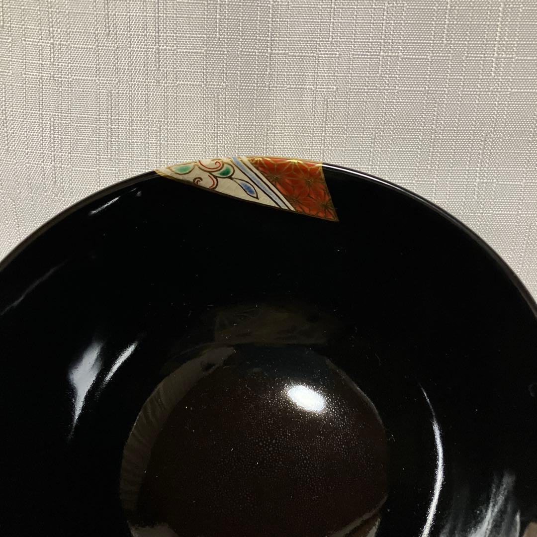 茶道具　高橋道八　黒釉『扇面』　茶盌