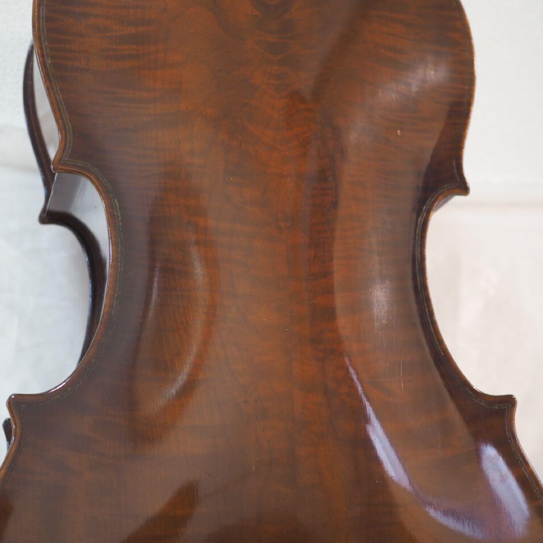 メーカー不明 チェロ 4/4 虎杢 弓 ソフトケース付き