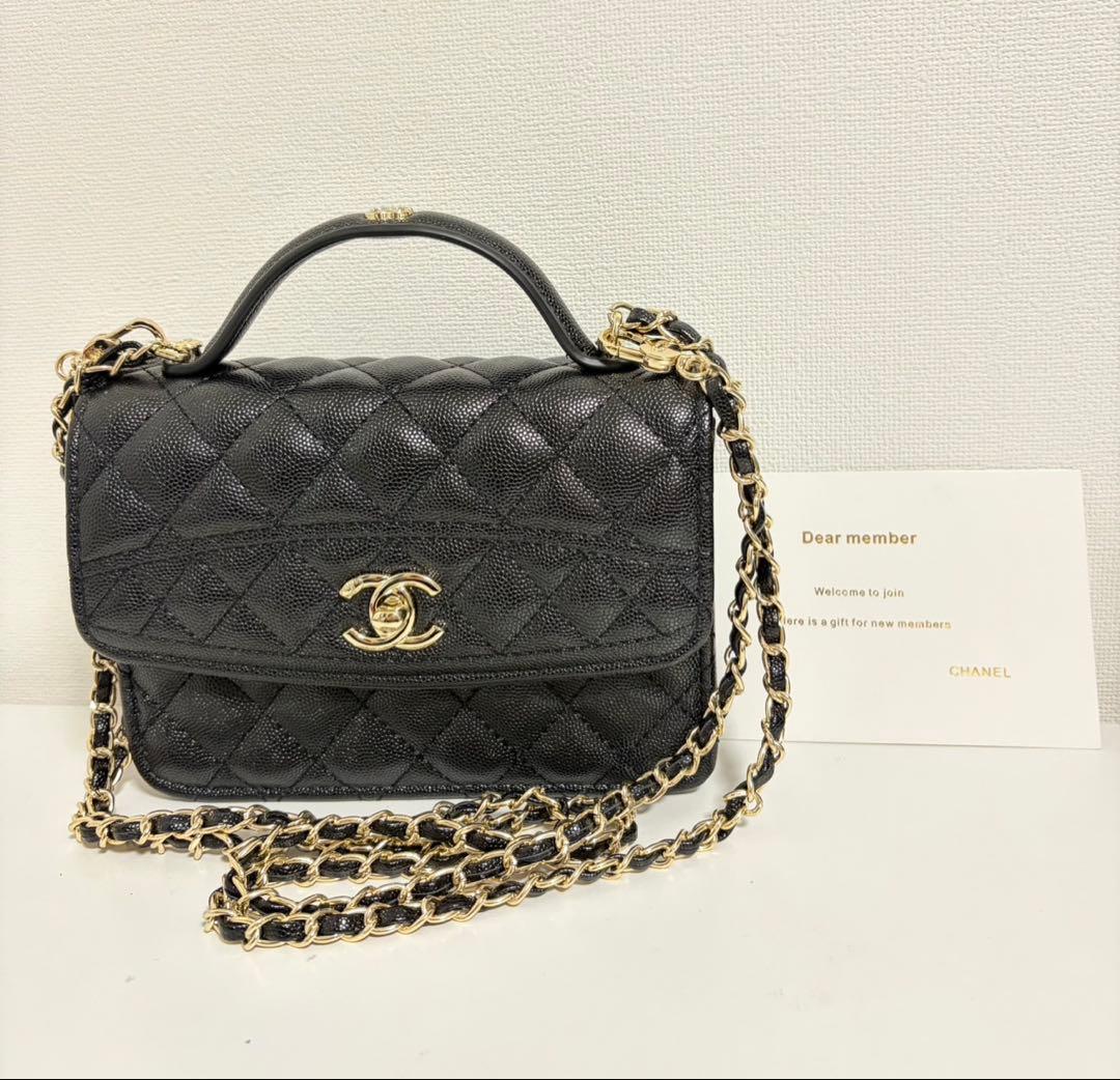 シャネル ノベルティ トップハンドル ショルダーリュックバッグ キャビアスキン