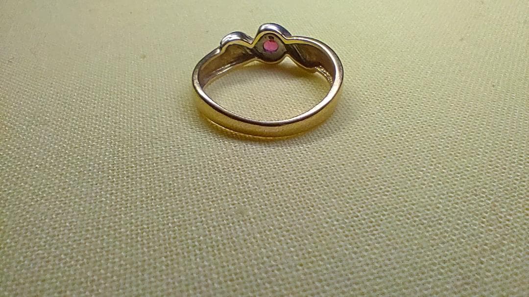 K18 Pt900コンビ ルビーの指輪