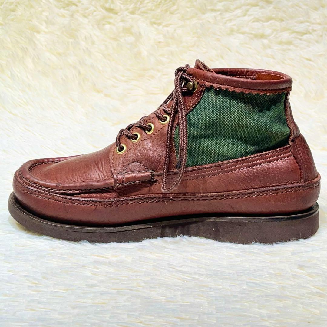 超希少！☆ラッセルモカシン　ショート サファリ 25㎝　本革　ブラウン×グリーン