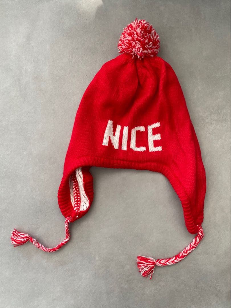 古着 ビンテージ 90s ニット帽 ビーニー 耳付きキャップ NICE 美品