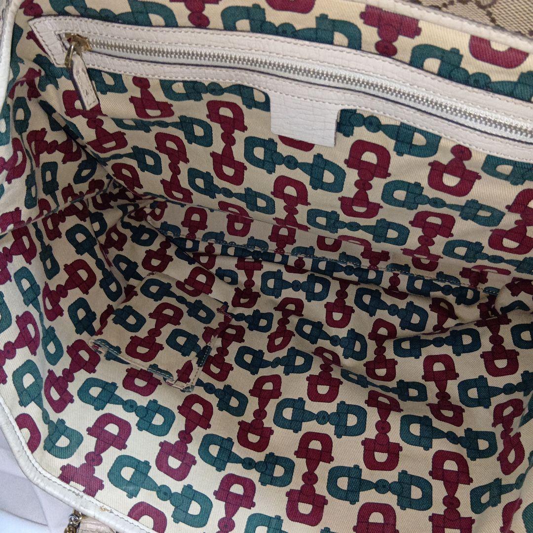 GUCCI　グッチ　シェリー　gg　キャンバス　レザー　トートバッグ