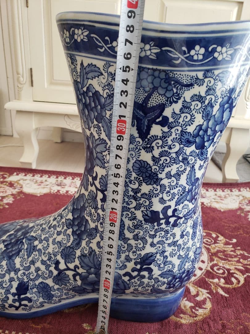 染付 アンティーク 陶器 骨董 浪漫 ガーデニング 花器 フラワーベース 傘立て