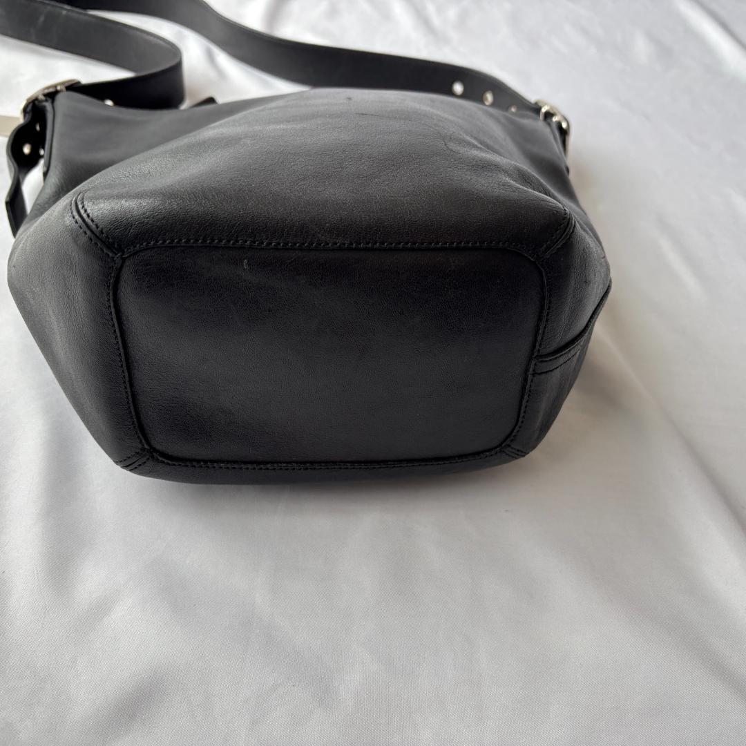 美品 コーチ ショルダーバッグ レザー 斜めがけ ブラック 9186