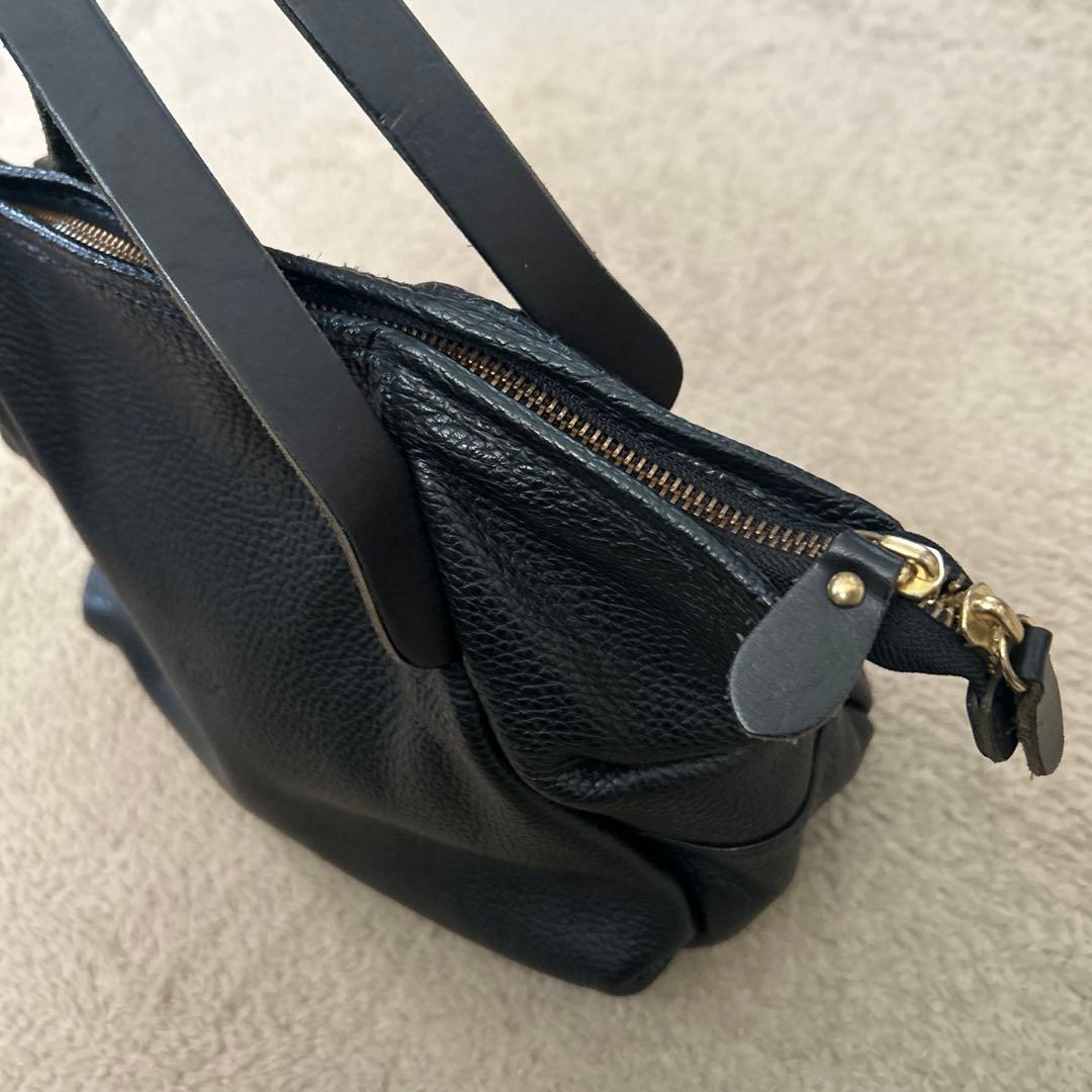 Ense アンサ　ジッパー付き レザー トートバッグ ミニ