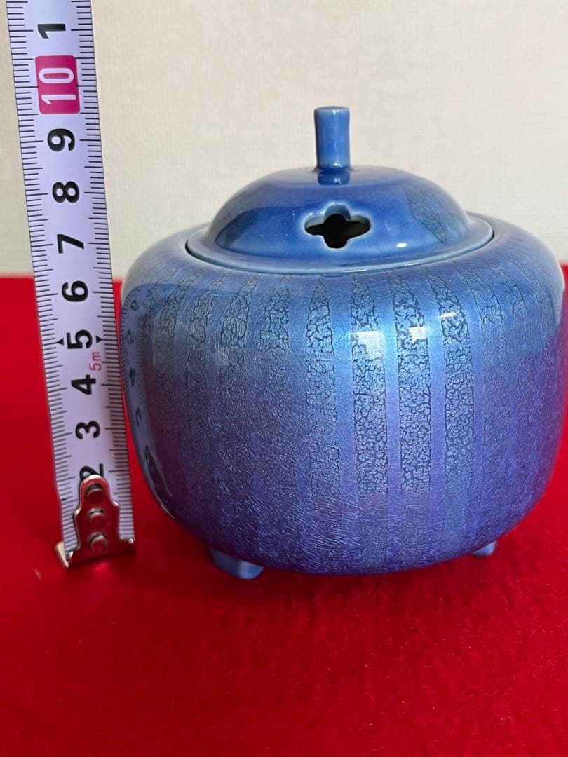 中田一於 淡青釉裏銀彩 香炉 管理N42 九谷焼 日本工芸会正会員 茶道具