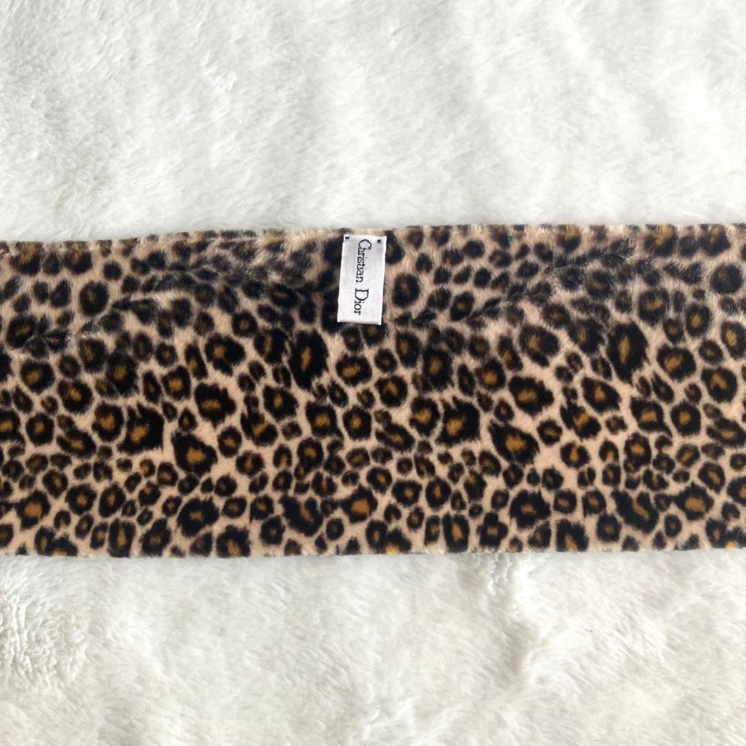 クリスチャンディオール CD金ボタン レオパード エコファーマフラー イタリア製