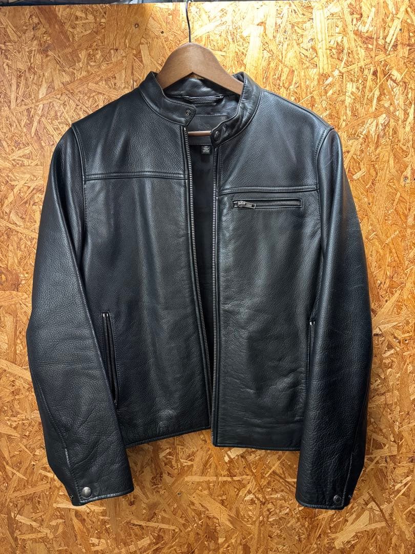 coach コーチブラックレザーシングルライダースジャケット牛革