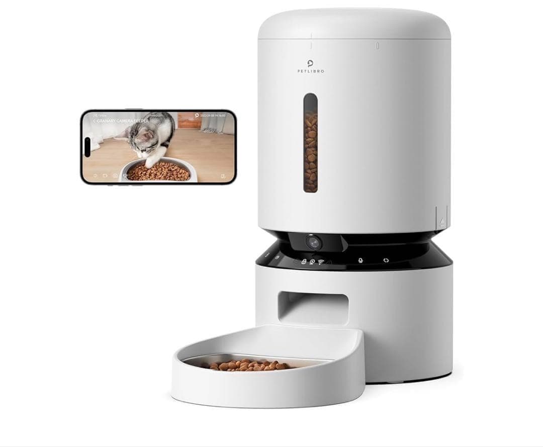 12130 PETLIBRO 自動給餌器 猫 カメラ付き 5L大容量 ホワイト