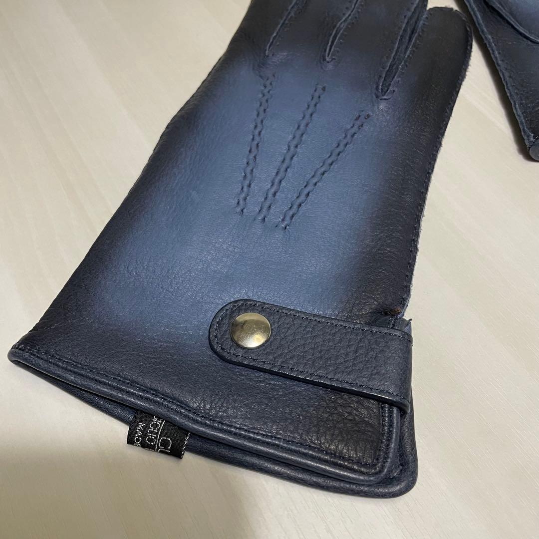 美品☆メンズ☆手袋☆ネイビー☆ブルー☆グラデーション☆シープスキン☆