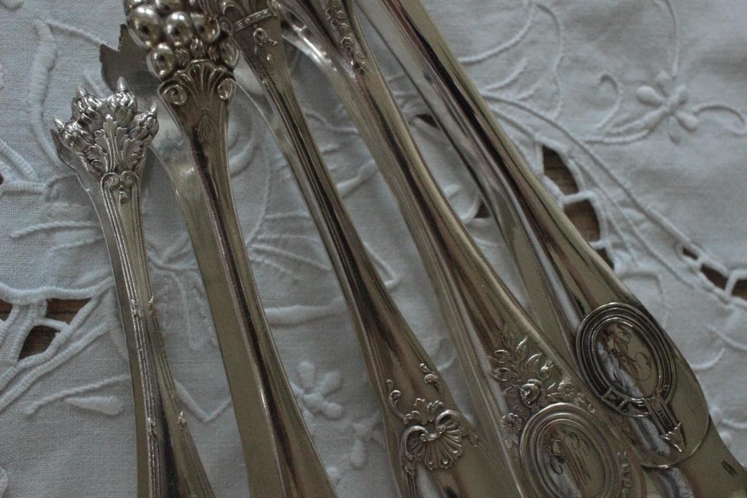 【C】シルバーコーティングのトング/野獣の足・フランスアンティーク