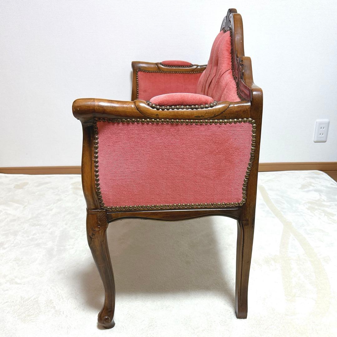 ✦ロココ調✦ 木彫ベルサイユソファー ✦ 2人掛け ラブソファ ✦ ベルベット