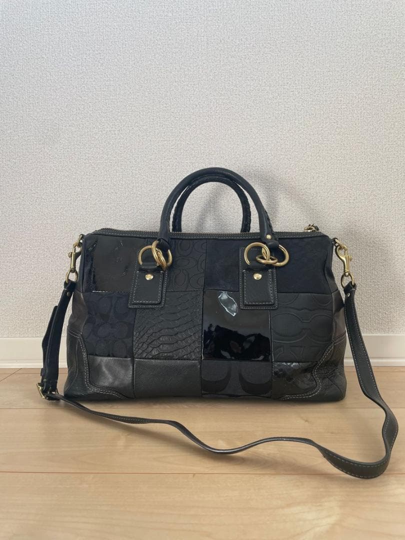コーチ パッチワーク 2way ハンドバッグ　ショルダーバッグ 12479 黒