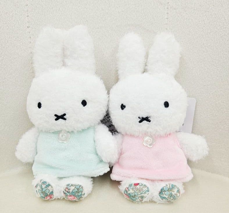 フラワーミッフィーほわほわマスコット　ナチュラルグリーン・コスモスピンク　セット